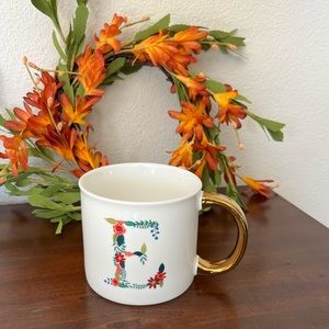 OPALHOUSE monogram E coffee mug with gilt handle EUC